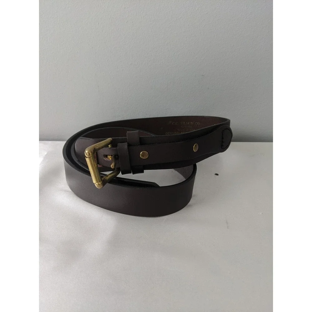 Filson 206 Ranger Belt Brown Bridle Leather Brass Mens Sz 30 Made in USA Rare